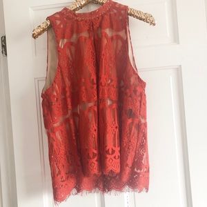 No sleeve burnt orange blouse